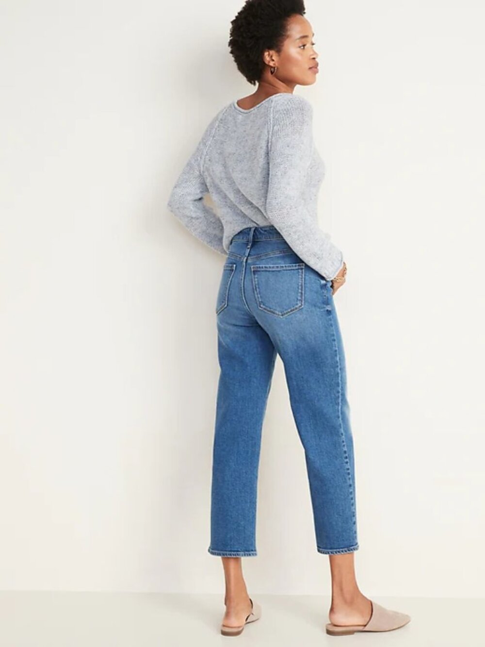 Old Navy High-Waisted Slim Wide-Leg Jeans Womens 8 552771 Cropped 25" Inseam - Picture 2 of 13